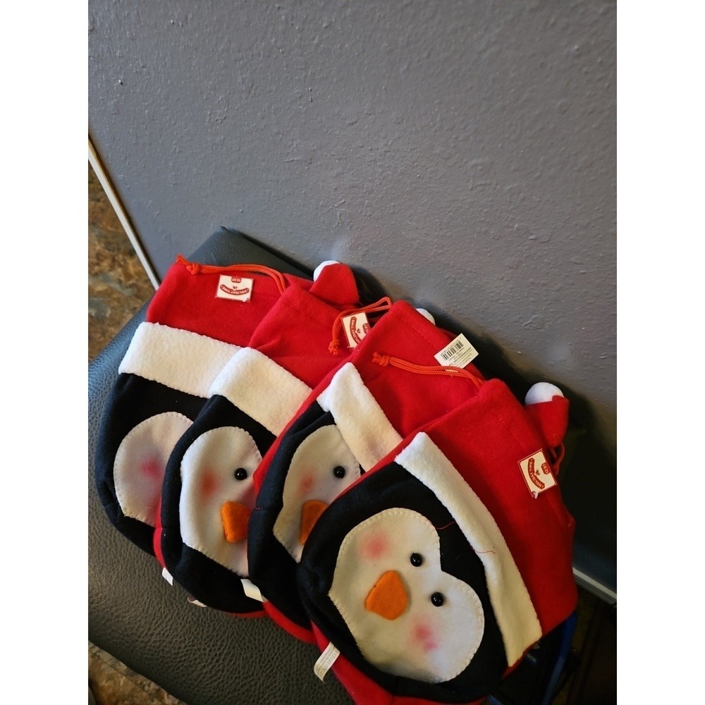 Christmas Gift Bags set of 4 reusable‎ Cotton cloth Craft Bags Draw String Bags